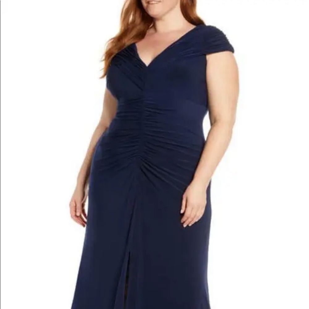 Vince Camuto Portrait Collar Ruched Evening Gown